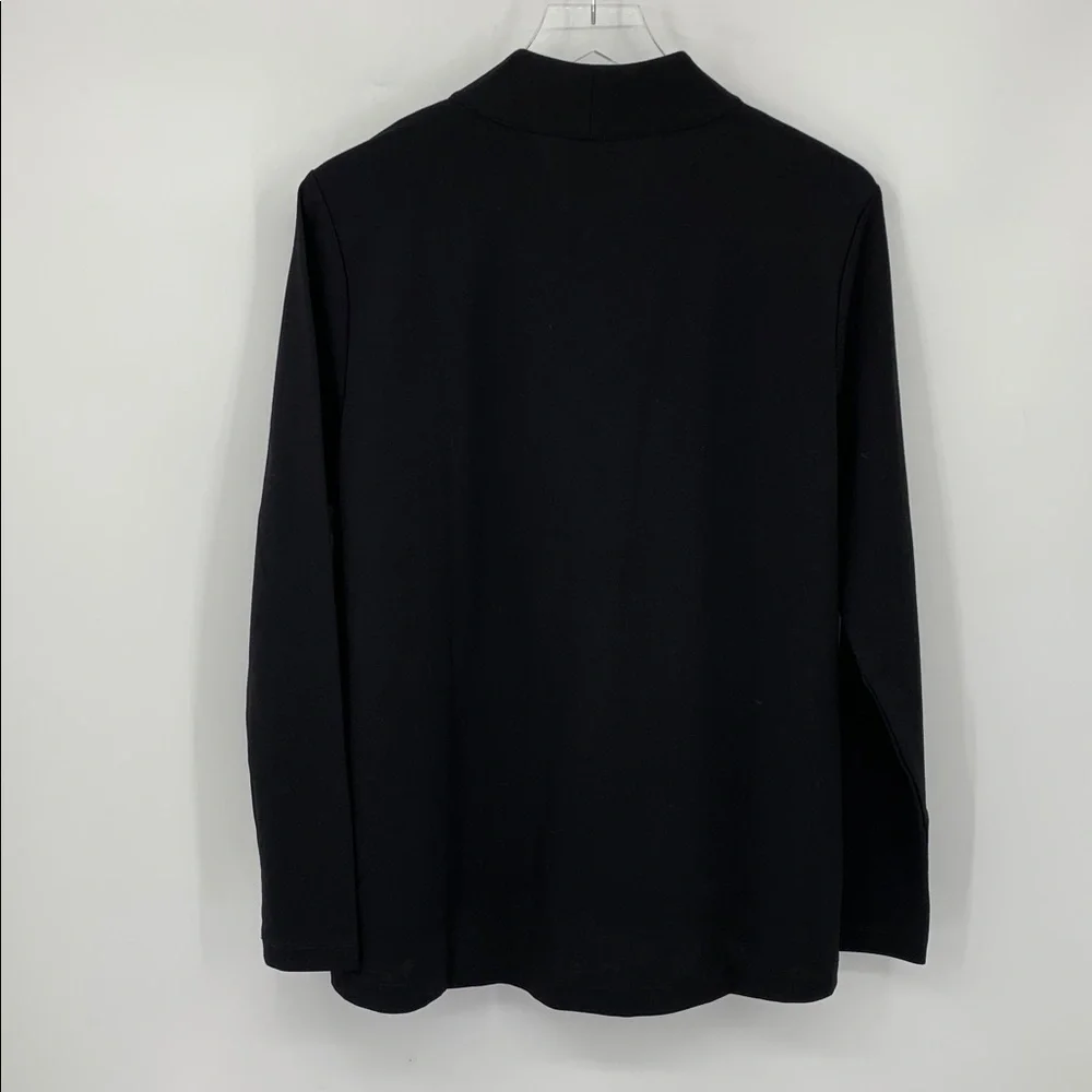 CAbi Ritzy top shirt blouse black knit v-neck henley snap stretch new Medium